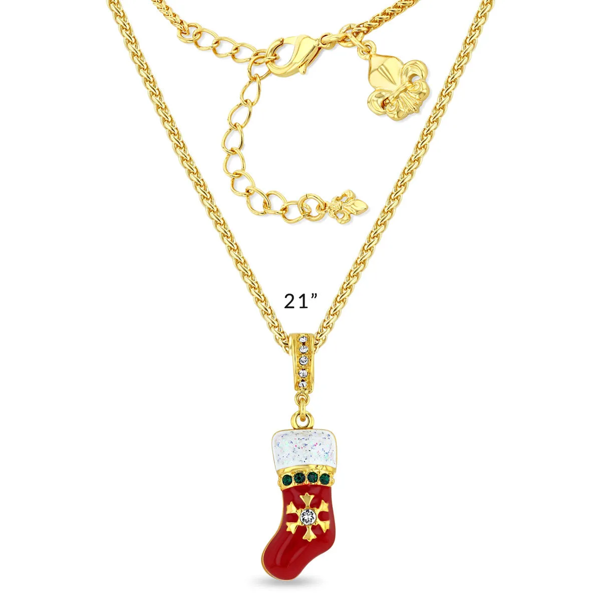 Crystal Christmas Stocking Enhancer Charm - Ritzy Couture DeLuxe 18k Gold Plated