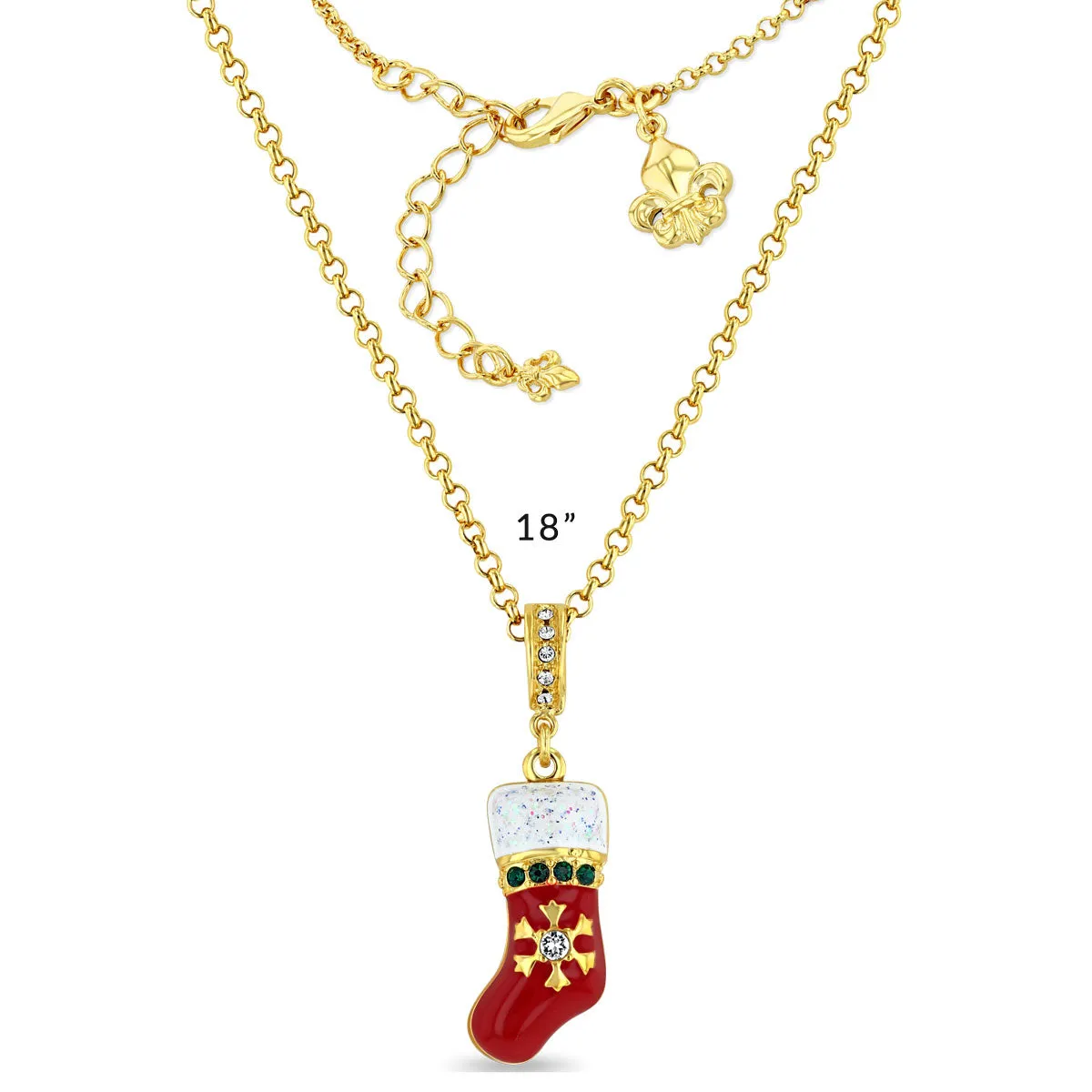 Crystal Christmas Stocking Enhancer Charm - Ritzy Couture DeLuxe 18k Gold Plated