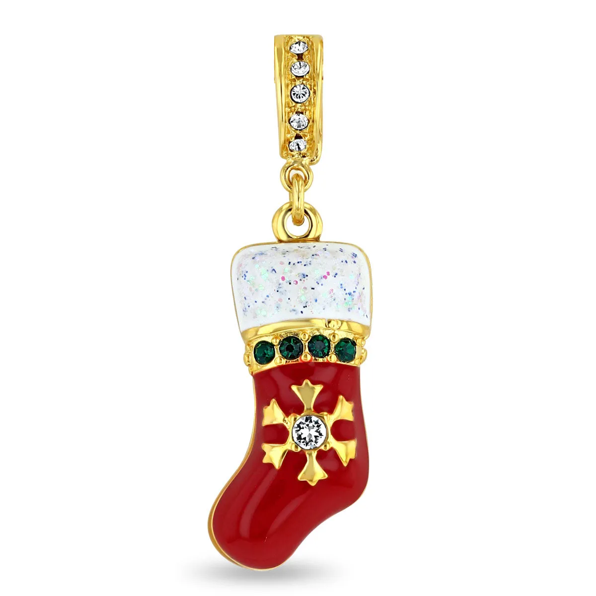 Crystal Christmas Stocking Enhancer Charm - Ritzy Couture DeLuxe 18k Gold Plated