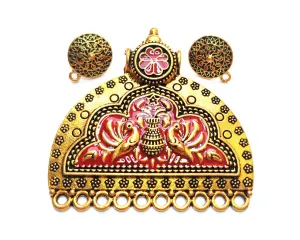 Deep Red and Golden Designer Pendant Set