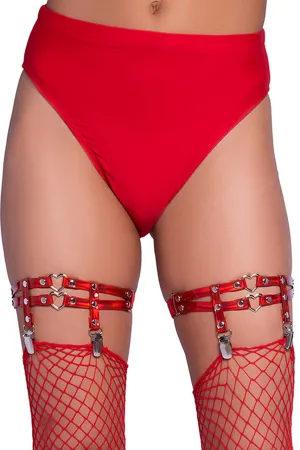 Dual Strap Wet Look Leg Garters