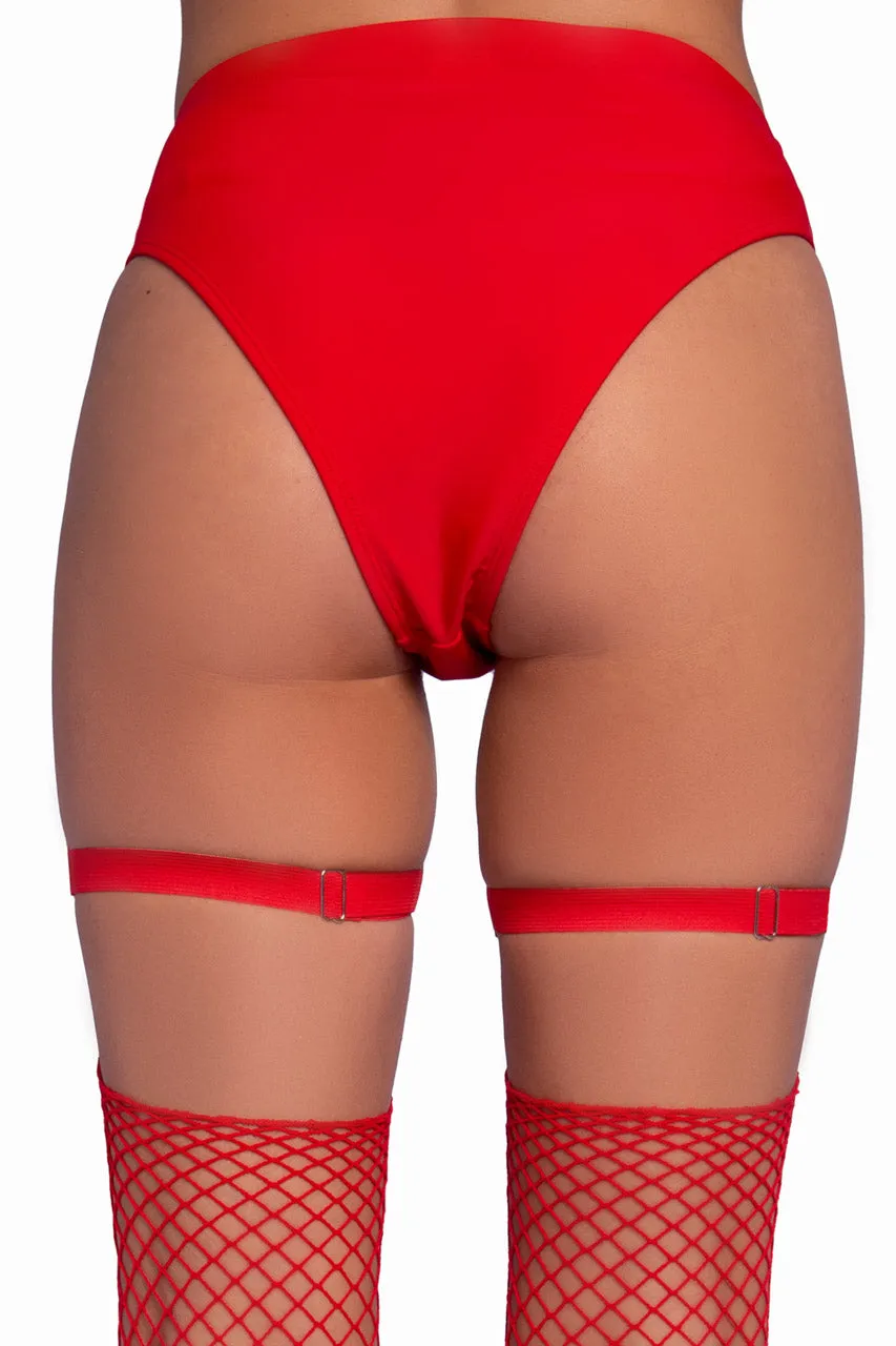 Dual Strap Wet Look Leg Garters