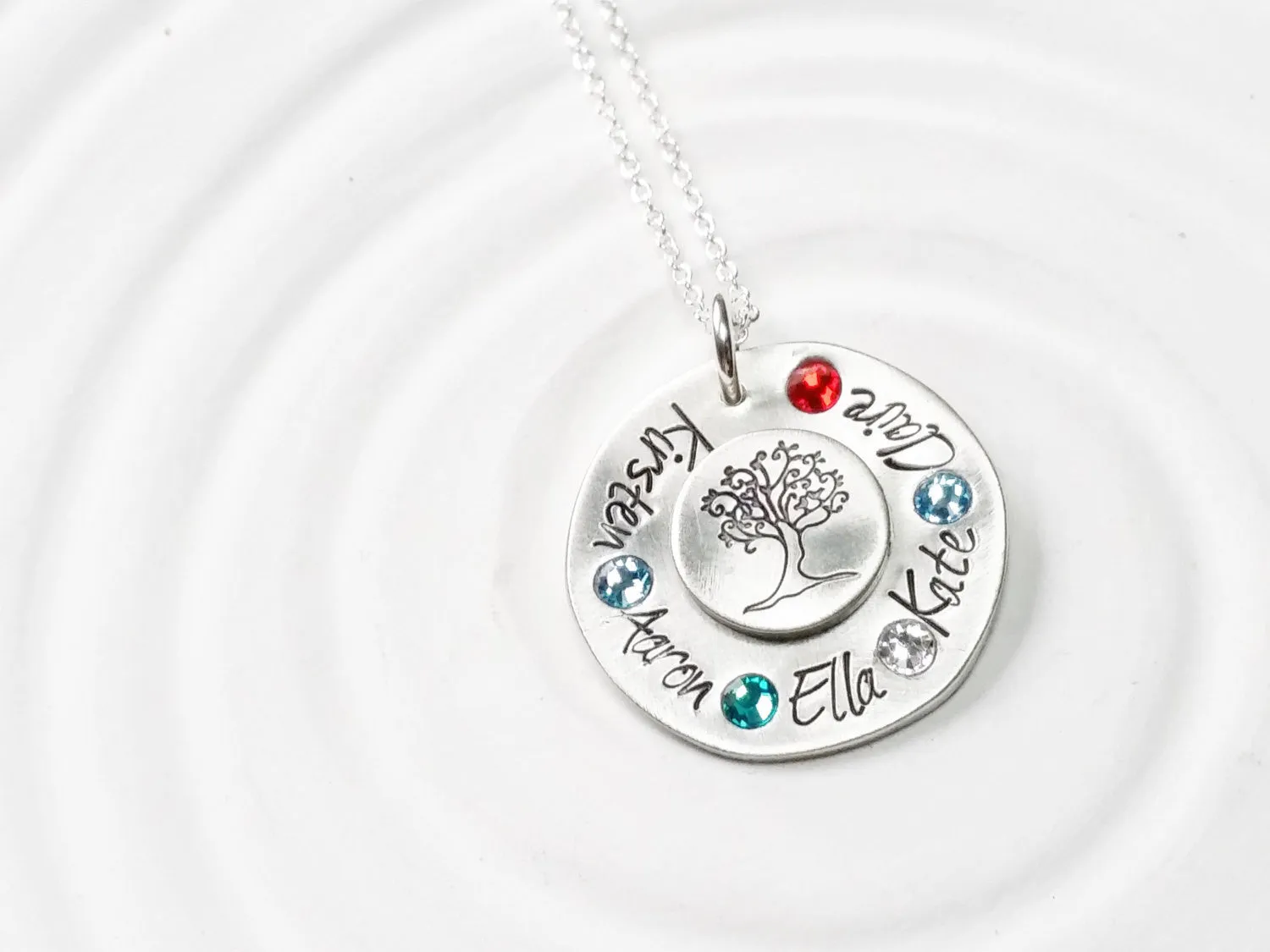 Family Tree Necklace | Name and Birthstone Jewelry | Grandmother or Mother's Gift