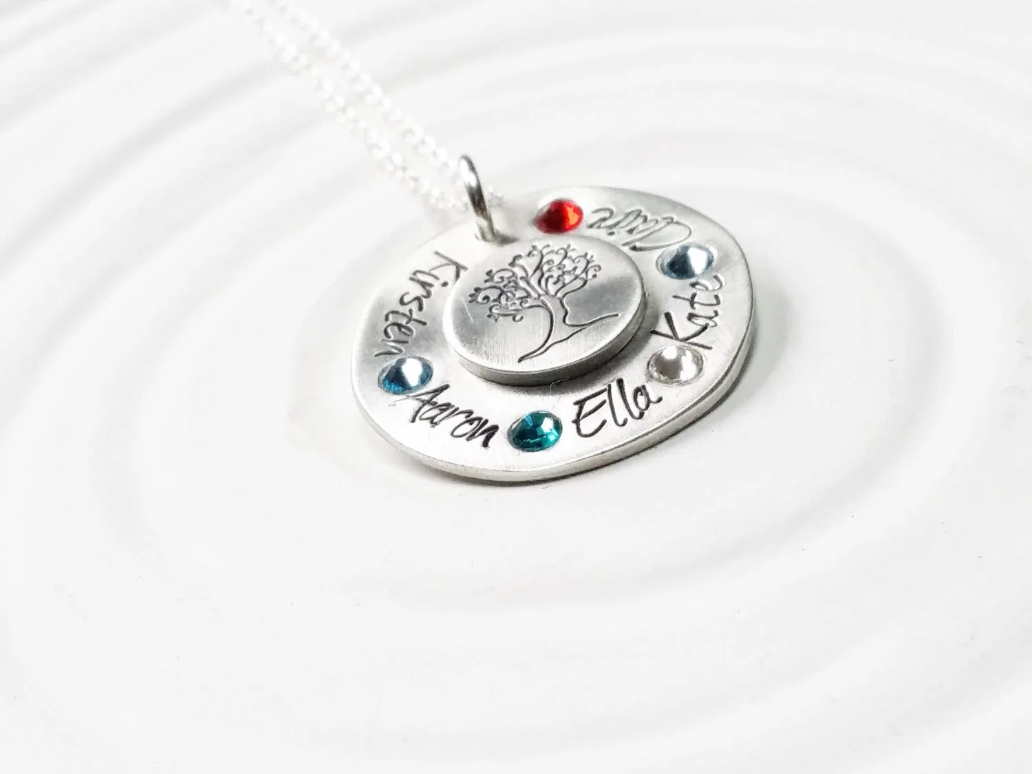 Family Tree Necklace | Name and Birthstone Jewelry | Grandmother or Mother's Gift