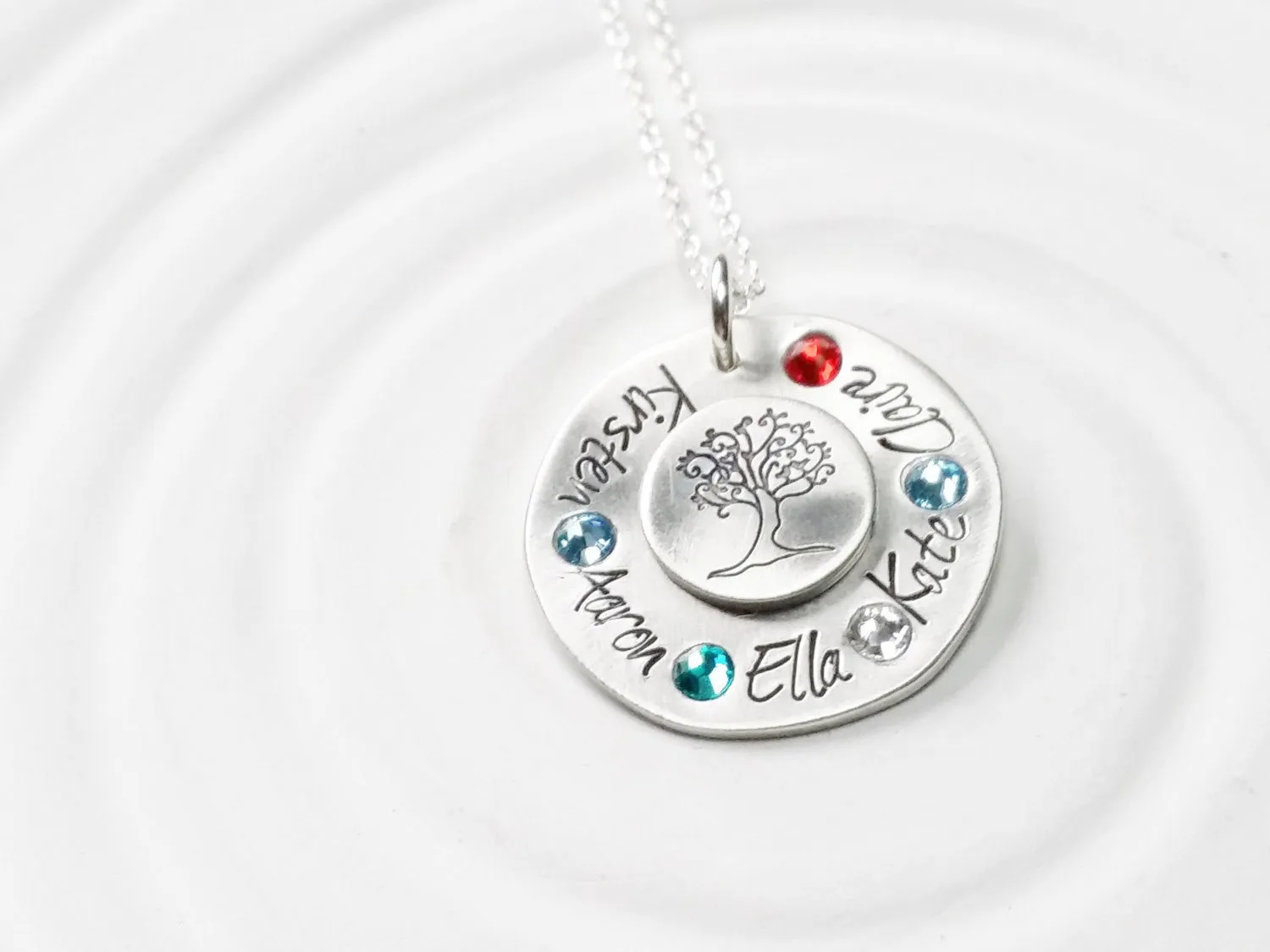 Family Tree Necklace | Name and Birthstone Jewelry | Grandmother or Mother's Gift