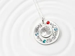 Family Tree Necklace | Name and Birthstone Jewelry | Grandmother or Mother's Gift