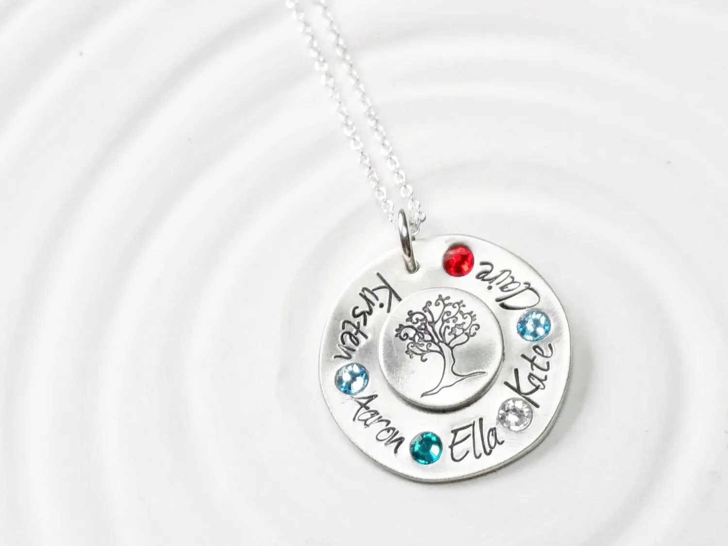 Family Tree Necklace | Name and Birthstone Jewelry | Grandmother or Mother's Gift