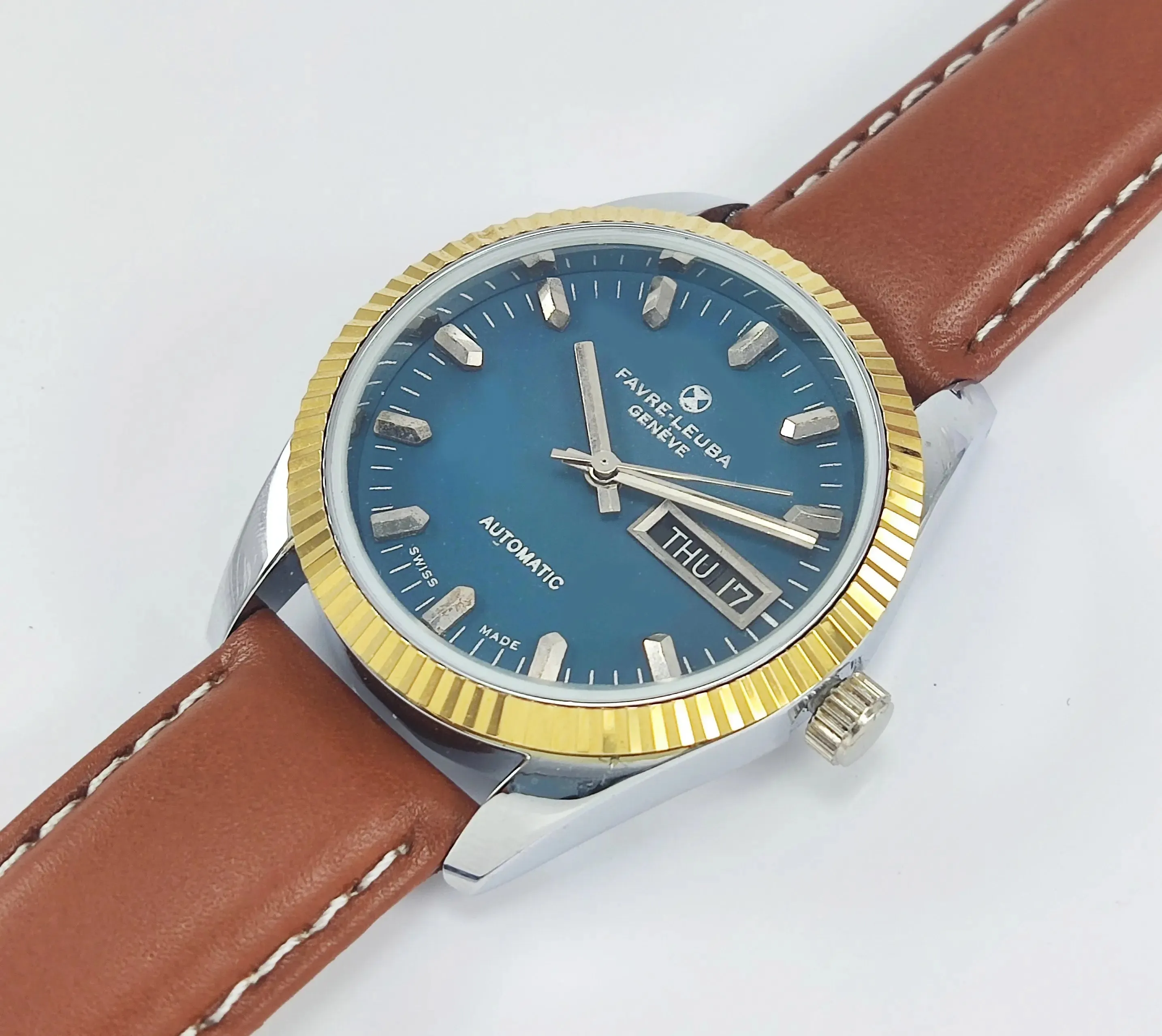 Favre Leuba Geneve Automatic Peacock Green Dial 2066 Men's Watch