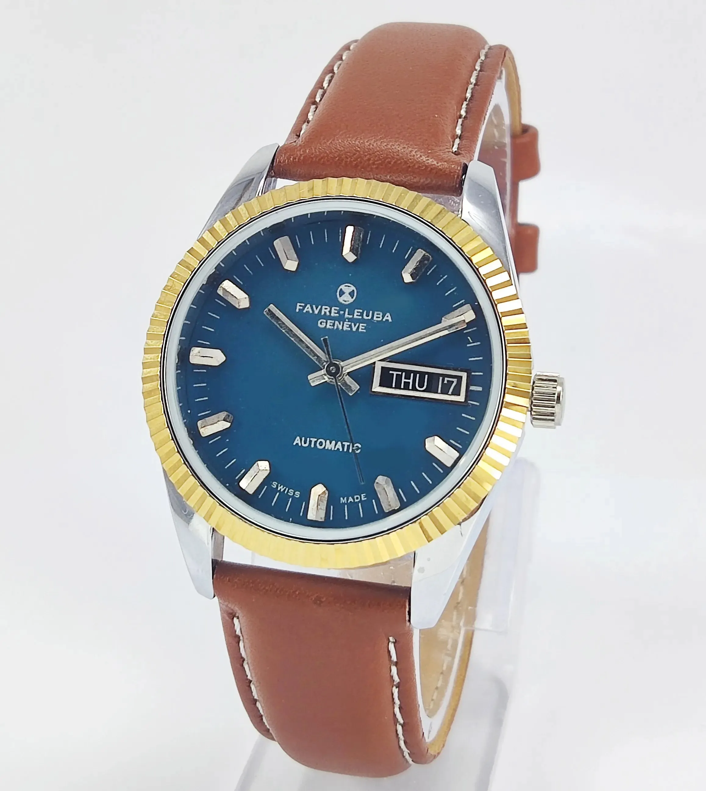 Favre Leuba Geneve Automatic Peacock Green Dial 2066 Men's Watch
