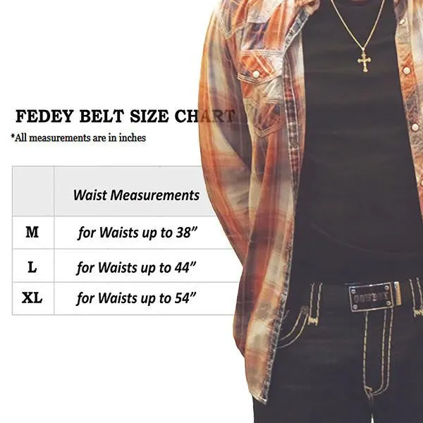 FEDEY Mens Signature Ratchet Leather Belt w No1 DAD Statement Buckle