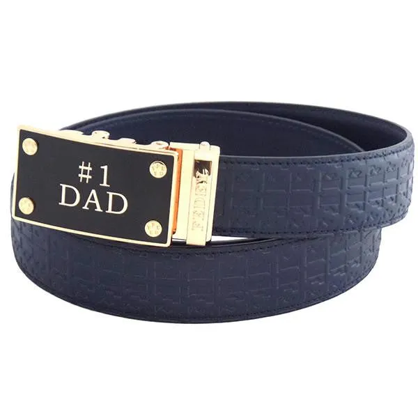 FEDEY Mens Signature Ratchet Leather Belt w No1 DAD Statement Buckle