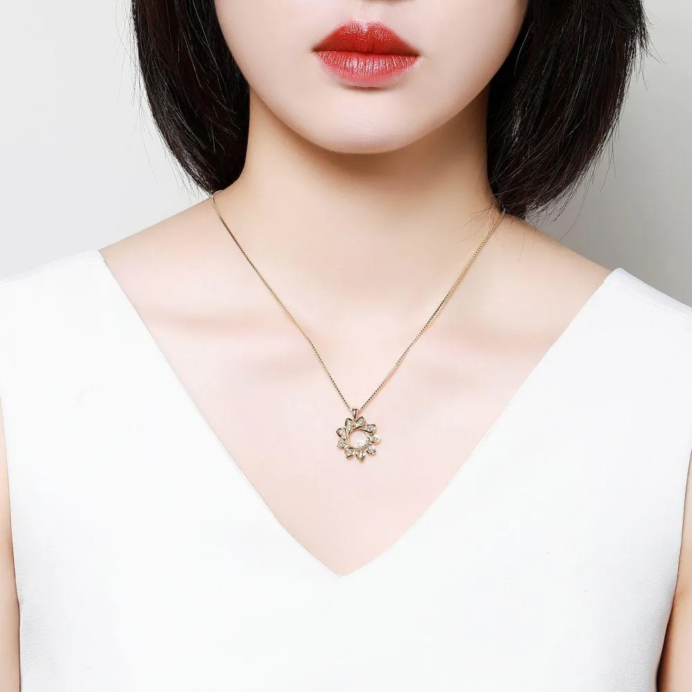 Flower Green CZ Pendant Necklace -KFJN0285