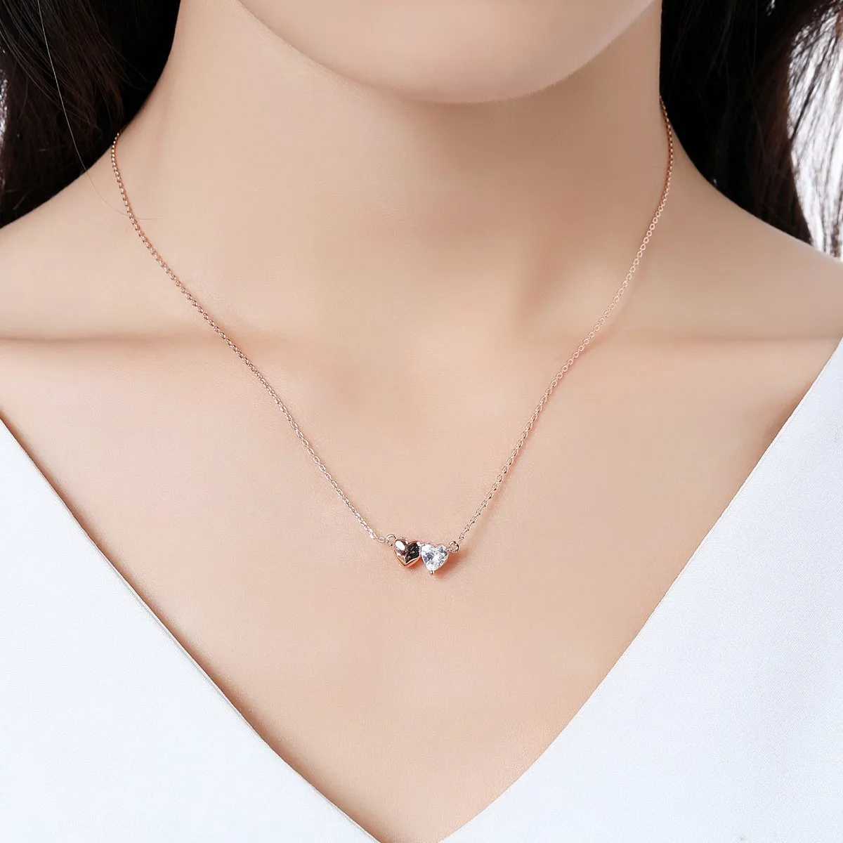 Forever Love Double Heart Pendant Necklace KPN0247