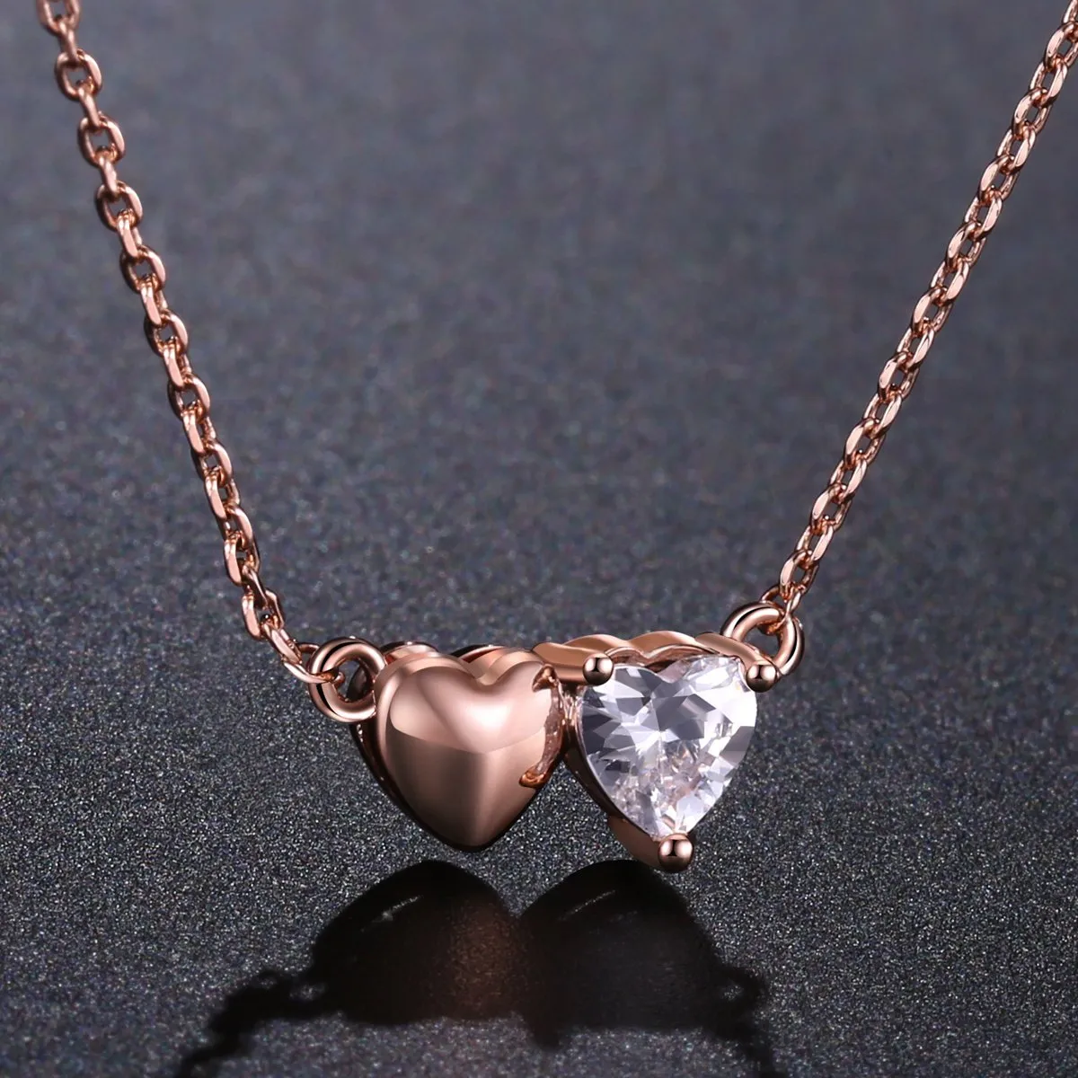 Forever Love Double Heart Pendant Necklace KPN0247