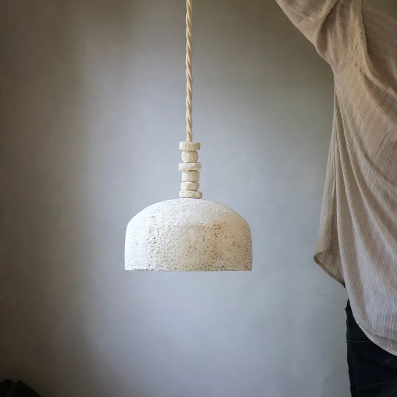 Fossil Coral Dome Hanging Pendant