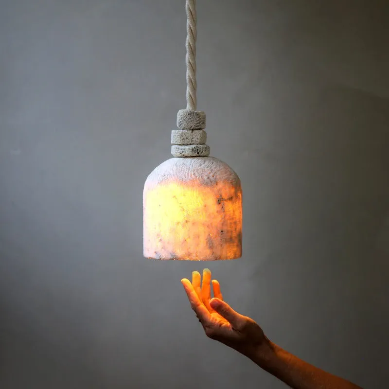 Fossil Coral Dome Hanging Pendant