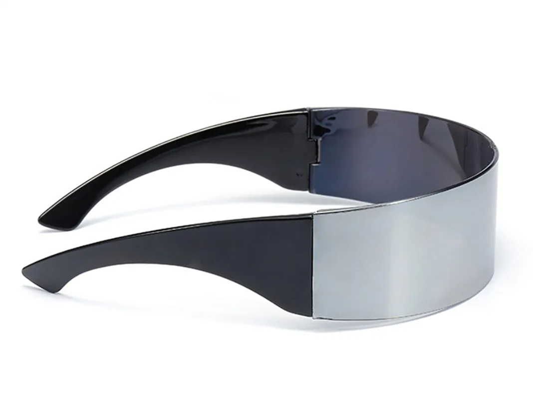 Futuristic Mirrored Wrap Around Costume Sunglasses