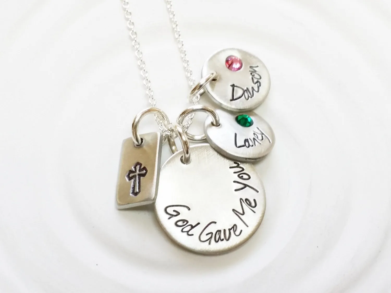 God Gave Me You | Name and Birthstone Necklace | Faith and Family Necklace