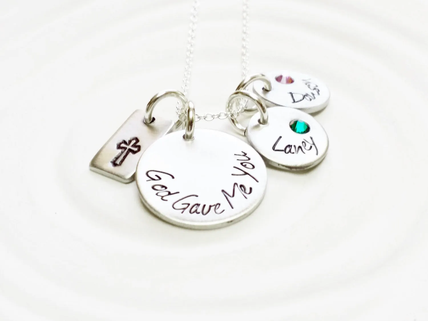 God Gave Me You | Name and Birthstone Necklace | Faith and Family Necklace