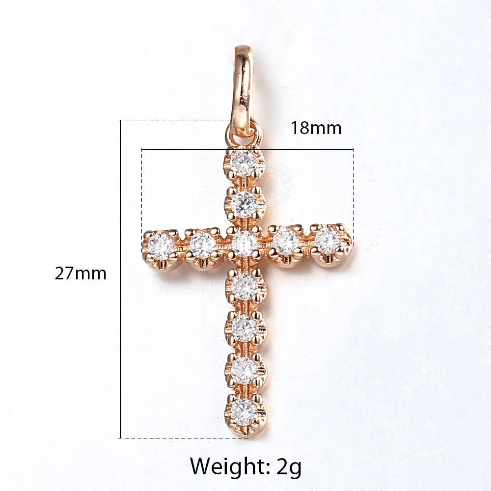 Gold Cross Pendant Necklace With Clear Crystal For Men and Women 3