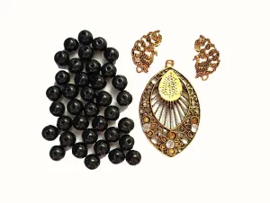 Golden & Black Assorted Pendant and Beads Combo