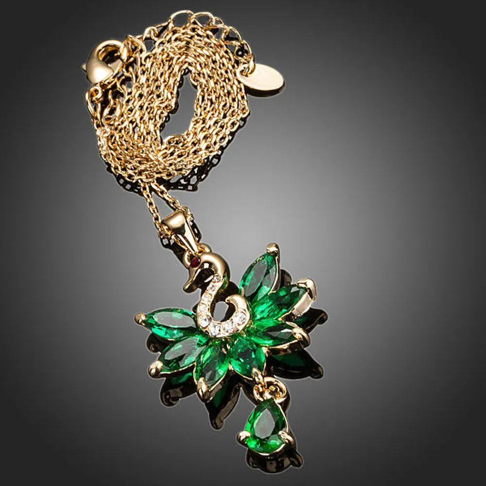 Green Swan Pendant Necklace KPN0125