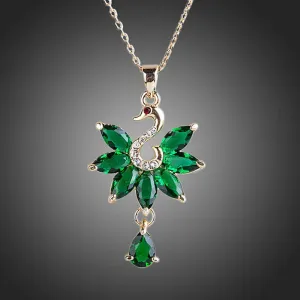 Green Swan Pendant Necklace KPN0125