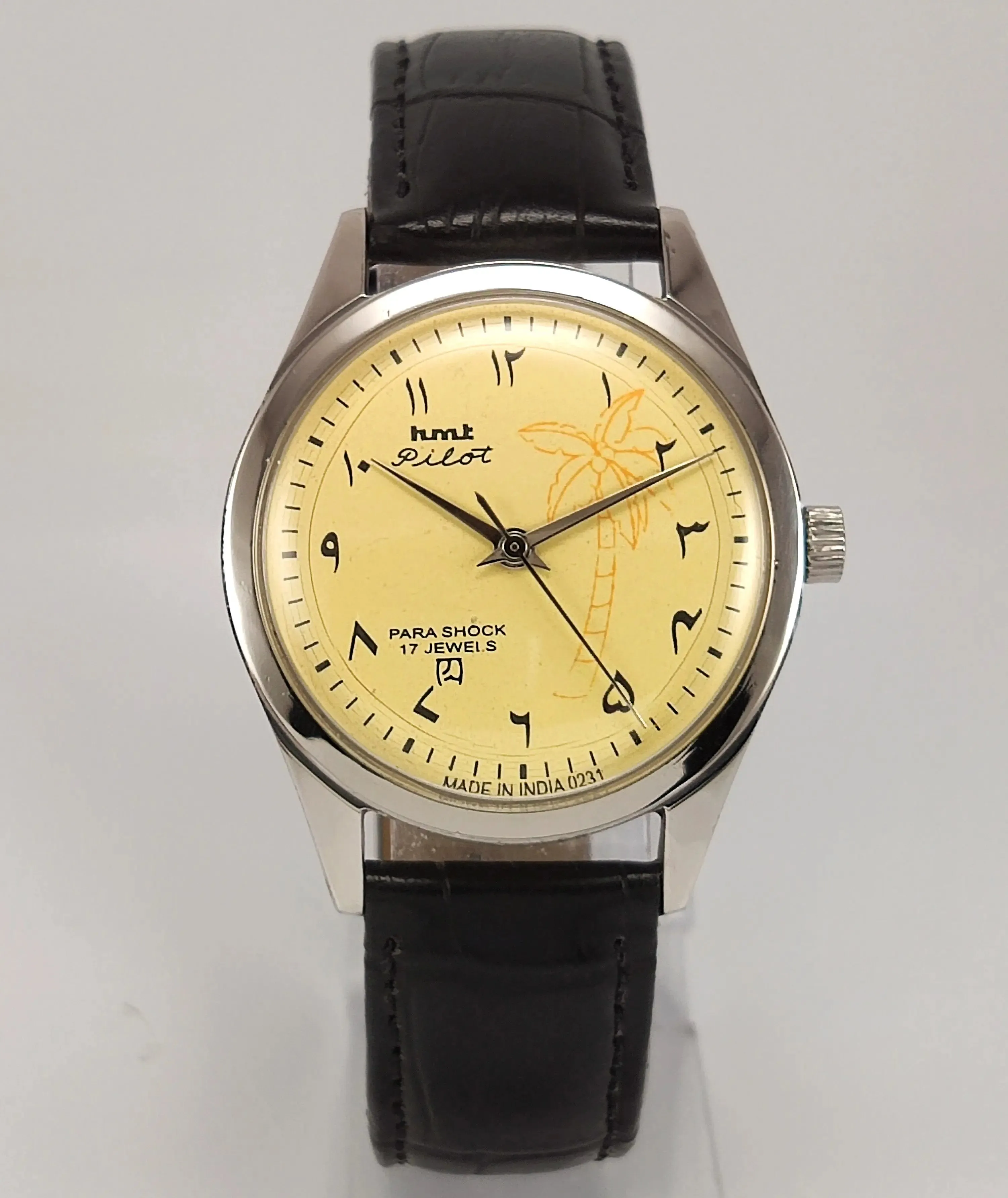 Hmt Yellow Arabic Dial Para Shock 17 Jewels Men's Watch 0231