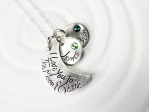 I Love You To The Moon & Back | Birthstone Mother's Necklace