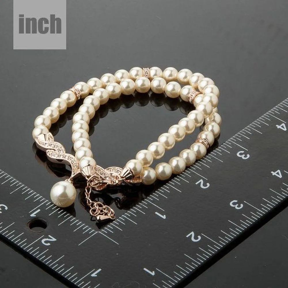 Imitation Pearl Love Crystal Necklace KPN0097