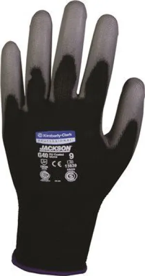 Jackson Safety* G40 Polyurethane-Coated Gloves Black With Navy Blue Hem Medium