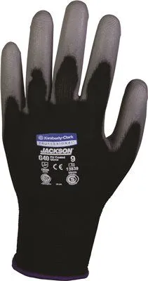 Jackson Safety* G40 Polyurethane-Coated Gloves Black With Navy Blue Hem Medium