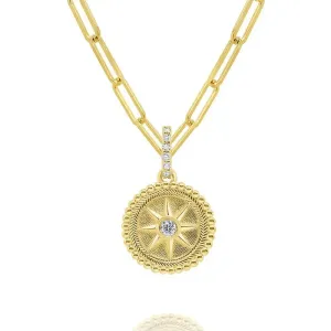 KC Design 14K Yellow Gold Diamond Compass Necklace