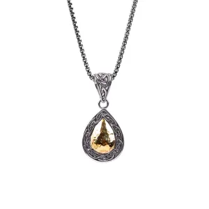 Keith Jack Sterling Silver   18k Solstice Hammered Pendant Teardrop