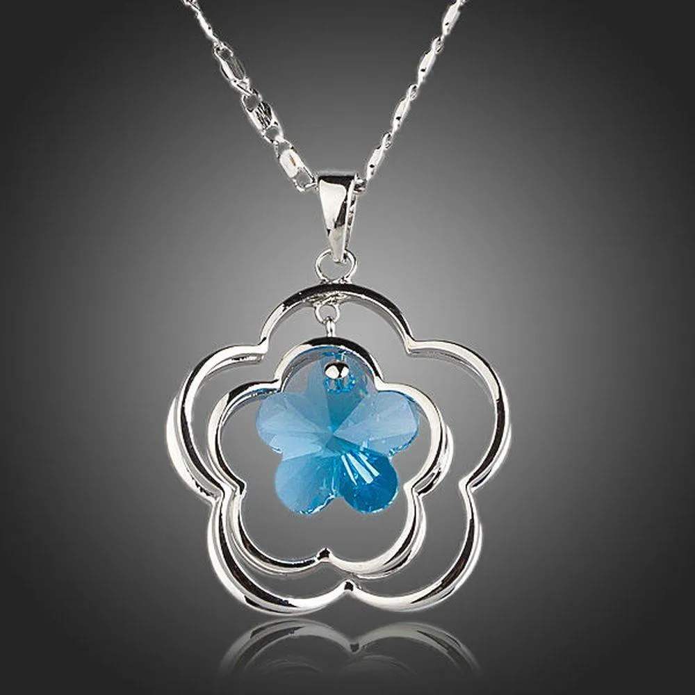 Light Blue Flower Necklace KPN0145