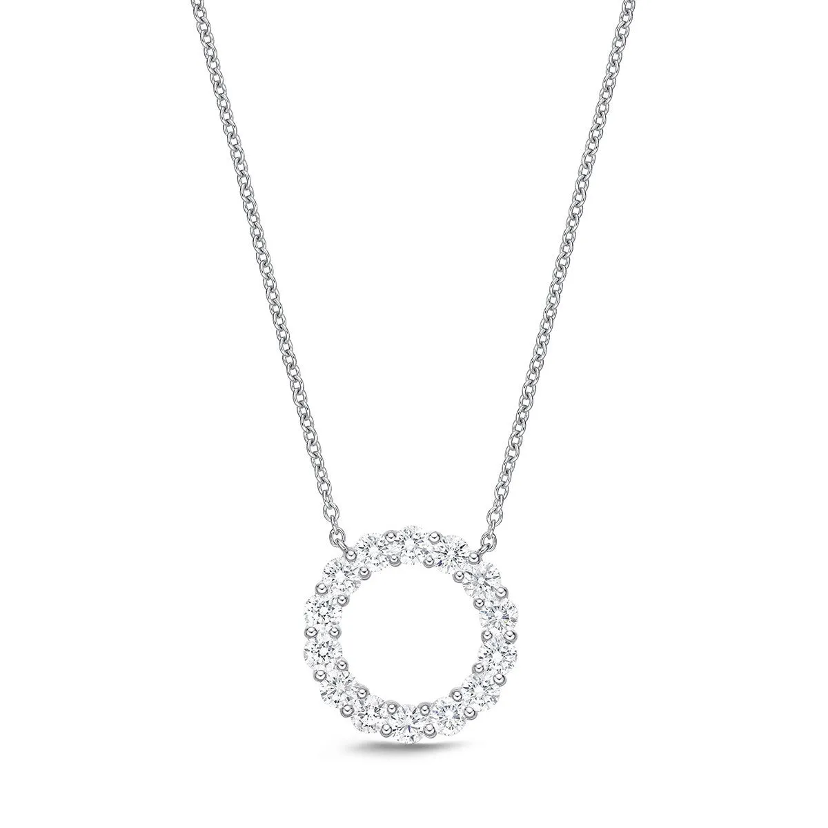 Memoire 18k White Gold Diamond Circle Necklace