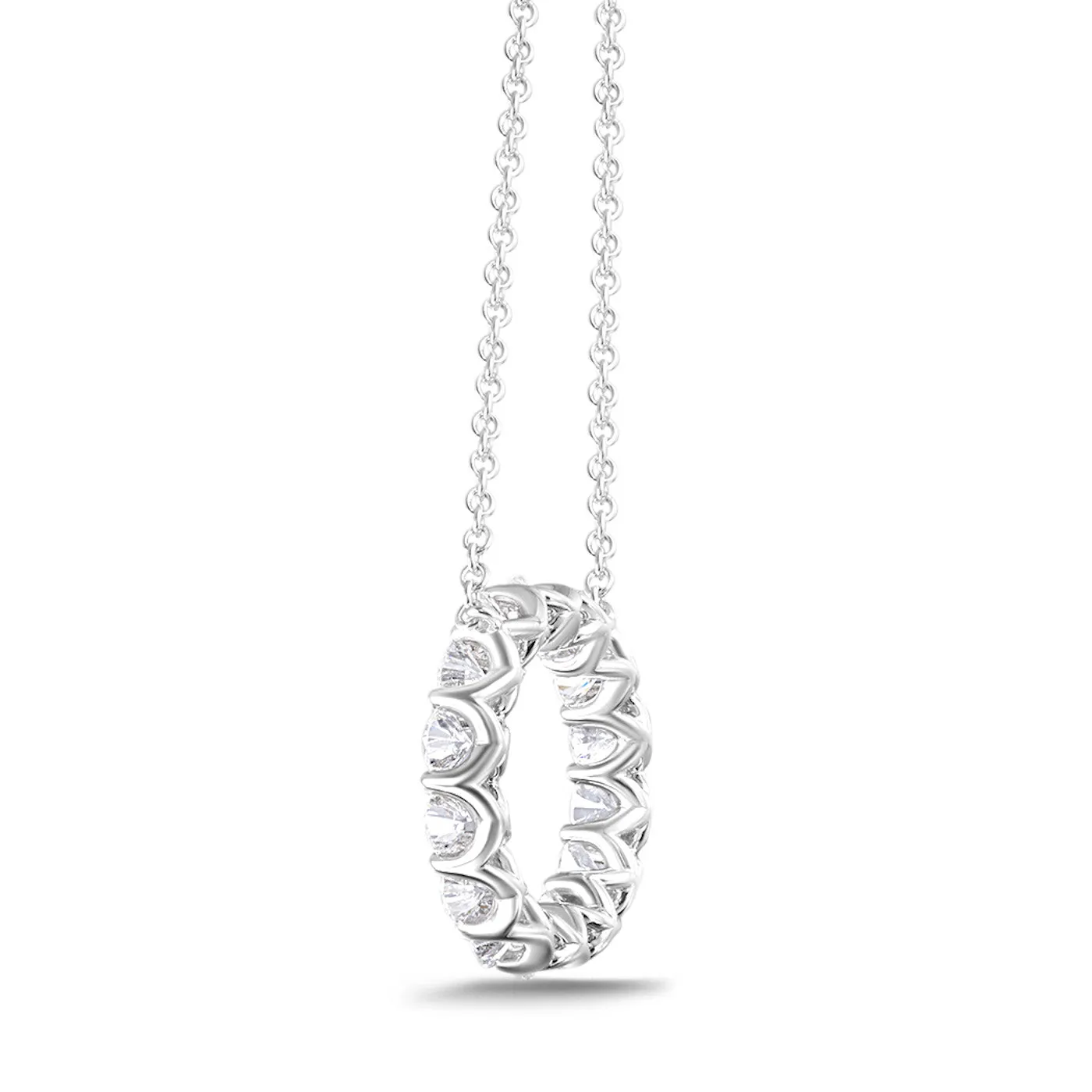 Memoire 18k White Gold Diamond Circle Necklace