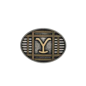 Montana Men's Attitude Silversmiths Yellowstone Squared Up Oval Belt Buckle