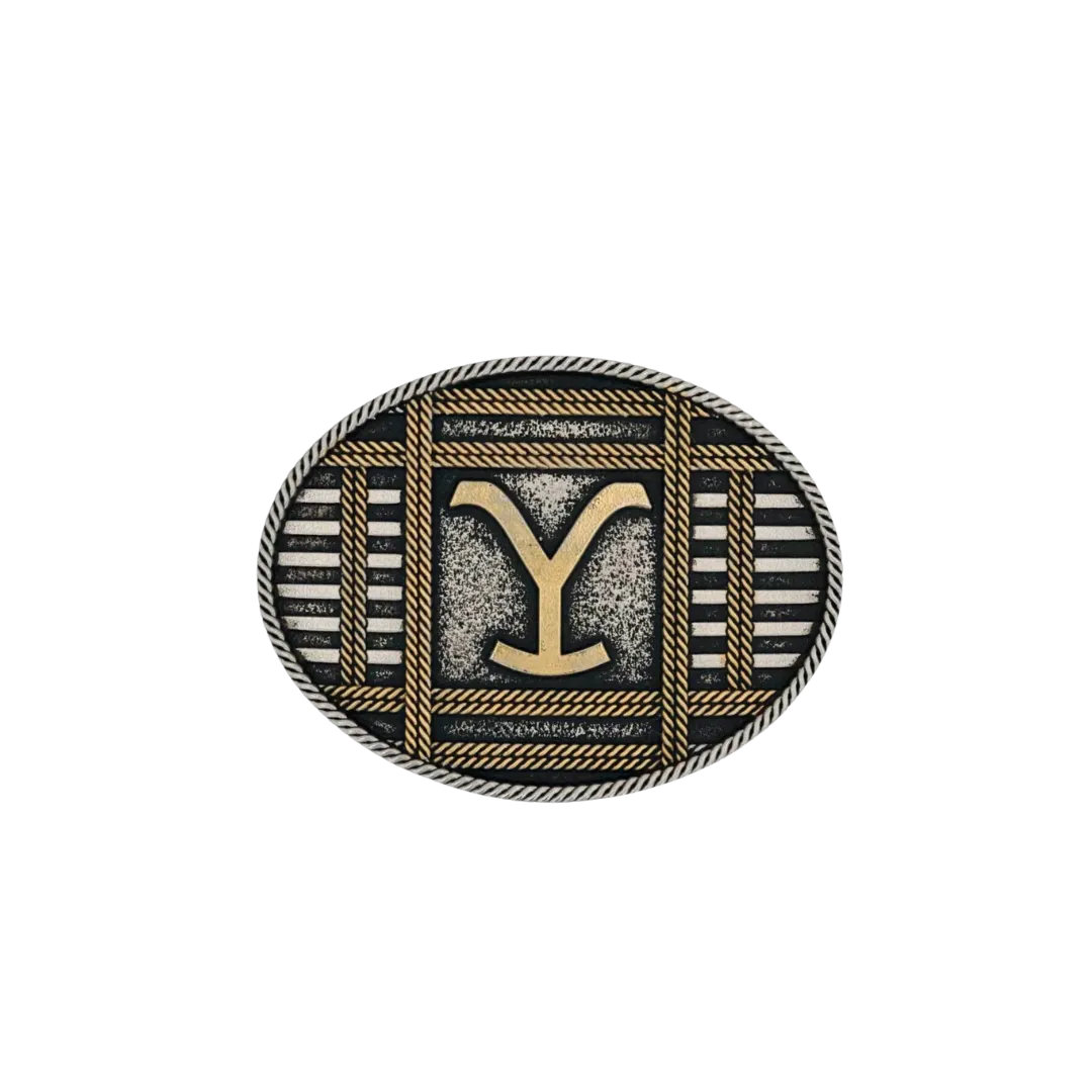 Montana Men's Attitude Silversmiths Yellowstone Squared Up Oval Belt Buckle