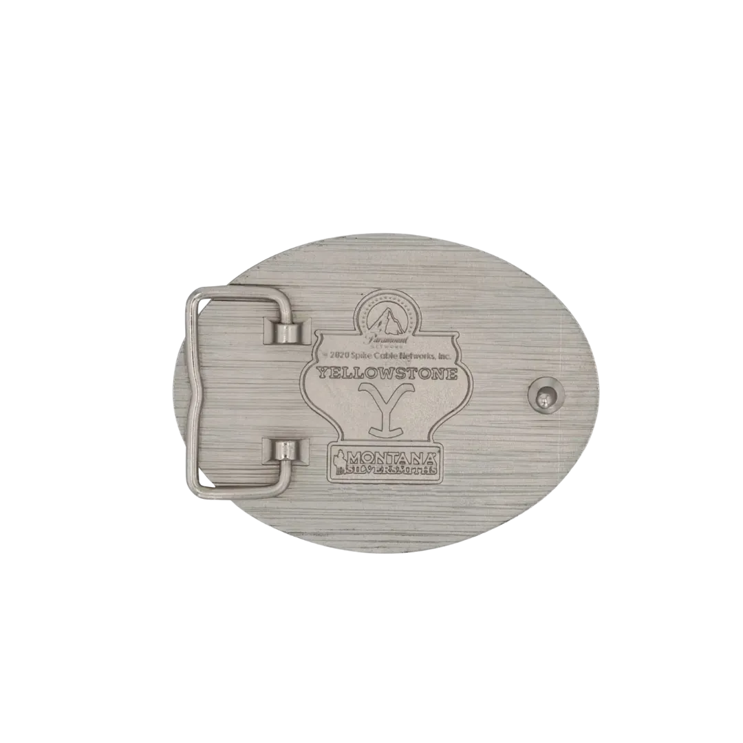Montana Men's Attitude Silversmiths Yellowstone Squared Up Oval Belt Buckle