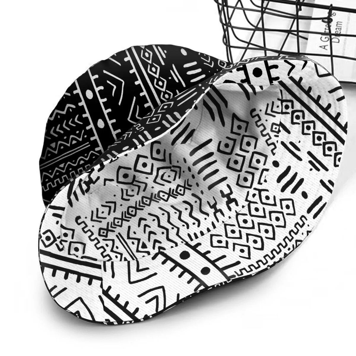 Mudcloth Black And White Reversible Bucket Hat