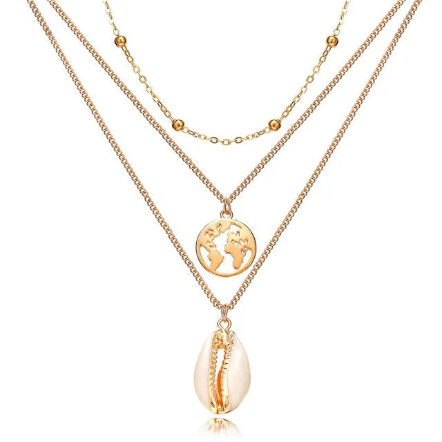 New Multilayer Crystal Moon Necklaces & Pendants For Women Vintage Charm Gold Choker Necklace 2019 Bohemian Jewelry Wholesale