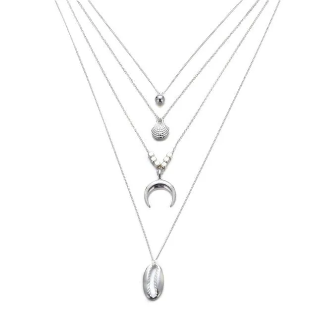 New Multilayer Crystal Moon Necklaces & Pendants For Women Vintage Charm Gold Choker Necklace 2019 Bohemian Jewelry Wholesale
