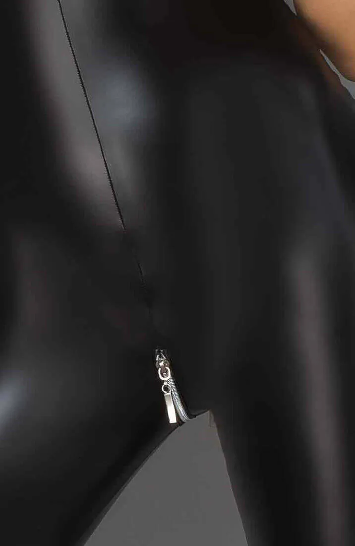 Open-cup wet look catsuit - SWAGGER