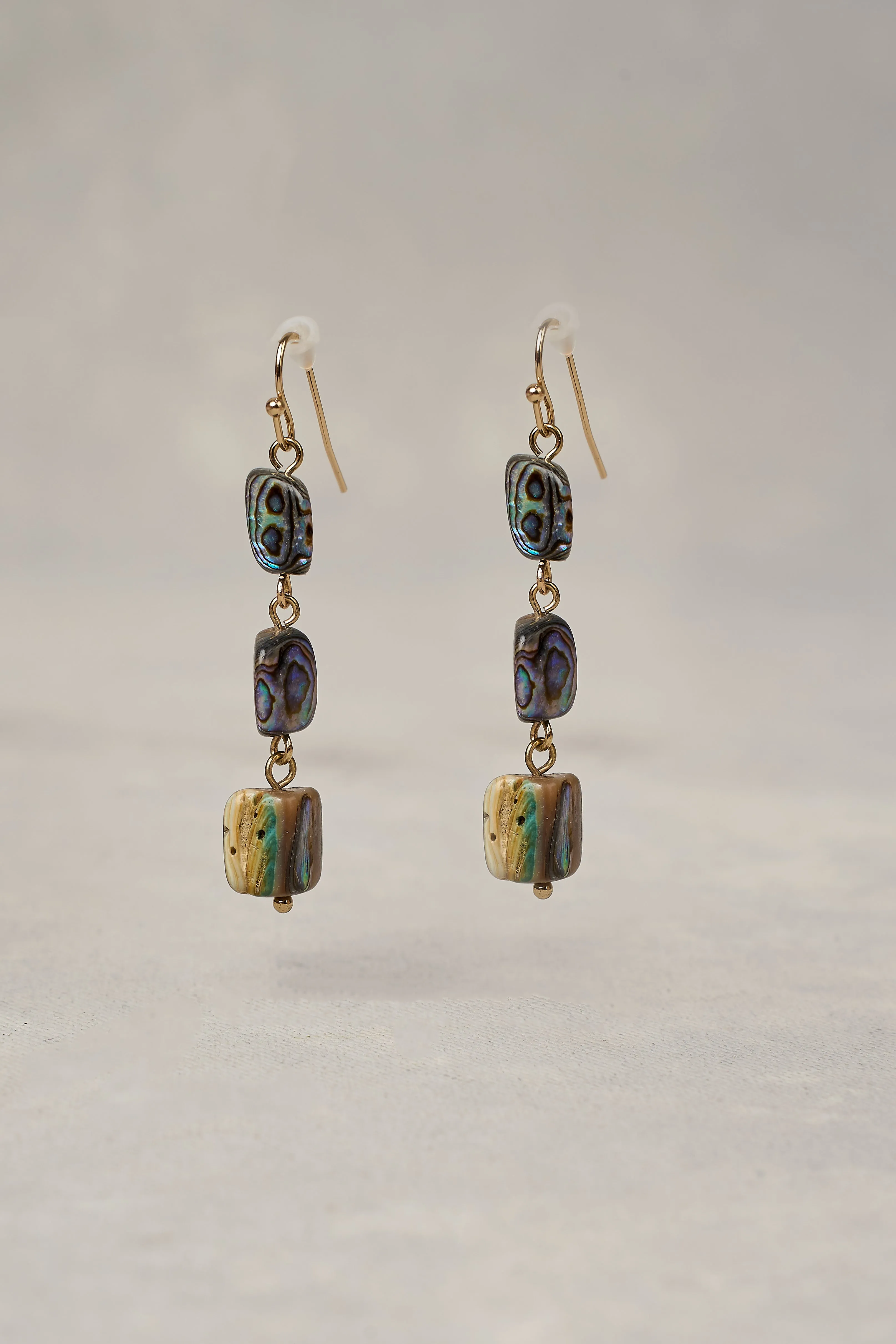 Paua Triple Shell Earrings - Multicolour