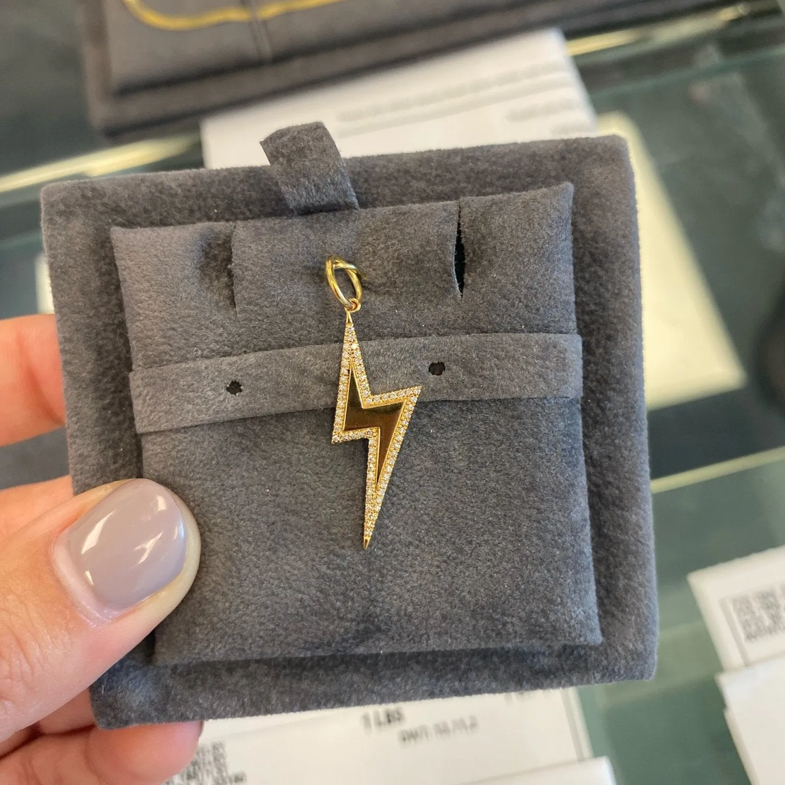 Pave Outline Lightbolt Charm