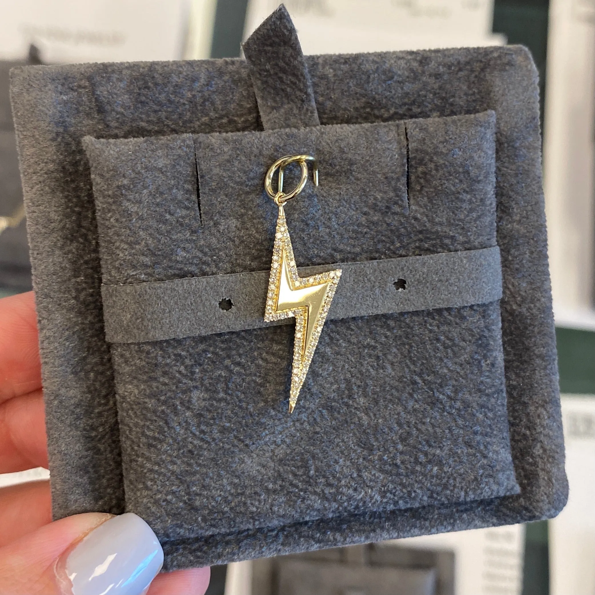 Pave Outline Lightbolt Charm
