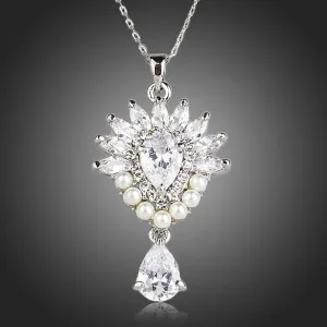 Pearl Clear Waterdrop Cubic Zirconia Necklace KPN0135