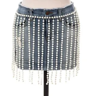Pearl Drop Statement Curtain Chain Belt
