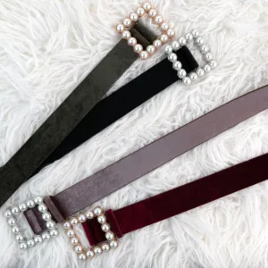 Pearl Square Velour Belt